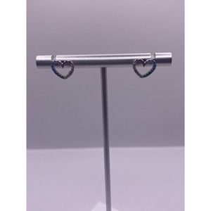 Multiple Color CZ Heart Sterling Silver Earrings